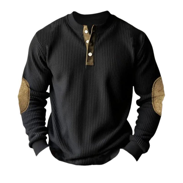 Men's Colorblock Henley Sweatshirt | Long Sleeve | Casual Regular Fit | Cotton-Polyester Blend | Fall Winter Layering | Button Placket | Ribbed Cuffs | Versatile Everyday Wear | Standard Length