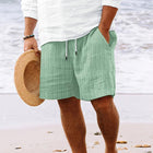 Men's Striped Cotton Blend Beach Shorts | Drawstring Waist | Breathable Fabric | Lightweight Summer Shorts | Casual Outings | Side Pockets | Versatile Easy Care | Timeless Nautical Style