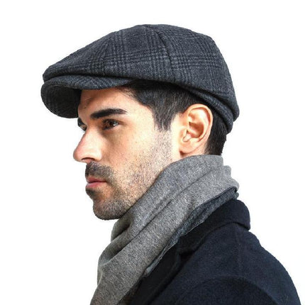 Men's Classic Check Octagonal Hat | Vintage Inspired | Timeless Style | Structured Design | Comfortable Fit | Breathable Fabric | Versatile Accessory | Modern Versatility | Elevate Casual & Formal Looks