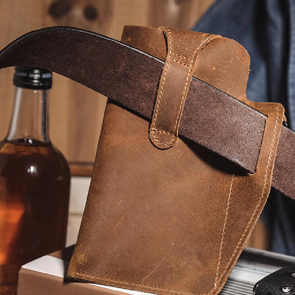 Men's Retro Casual Waist Bag | Premium Leather | Cell Phone Pocket | Adjustable Strap | Multiple Compartments | Compact & Lightweight | Vintage Style | Secure Closure | Hands-Free Convenience