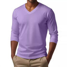 Men's Slim Fit V-Neck Long Sleeve T-Shirt | Cotton Blend | Casual Tee | Comfortable Stretch | Versatile Styling | Easy Maintenance | Ideal for Layering | Contemporary Design | Stylish Attire
