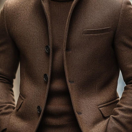 Men's Vintage Wool Blend Blazer | Slim Fit | Stand Collar | Single Breasted | Warm & Stylish Outerwear | Premium Quality | Versatile Design | Casual & Formal Wear | Comfortable & Durable