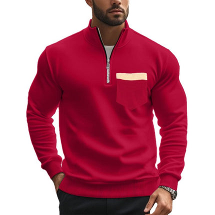 Men's Casual Sweatshirt | Zipper Stand Collar | Solid Color | Versatile Design | Comfortable Fit | Hip-Length | Soft Breathable Fabric | High-Quality Cotton Polyester Blend | Classic Shades | Machine Washable