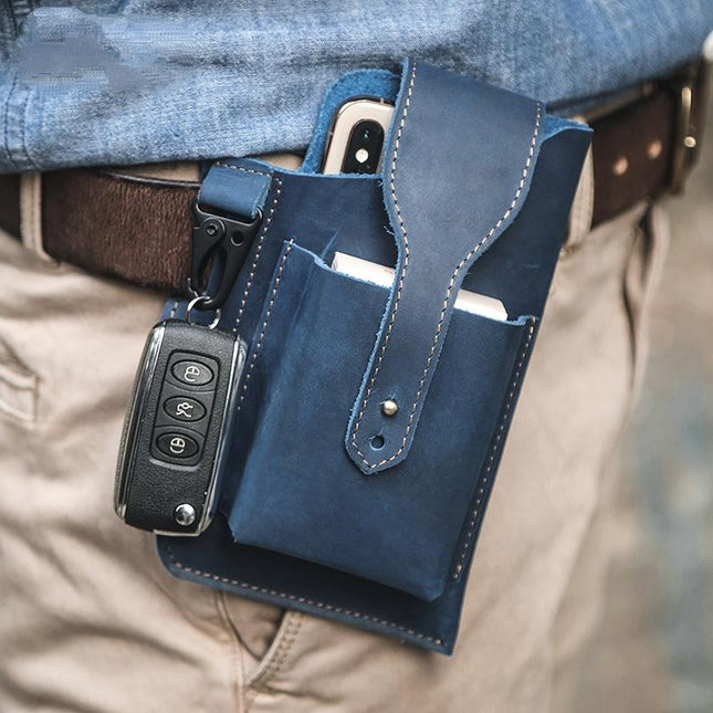 Men's Retro Casual Waist Bag | Premium Leather | Cell Phone Pocket | Adjustable Strap | Multiple Compartments | Compact & Lightweight | Vintage Style | Secure Closure | Hands-Free Convenience