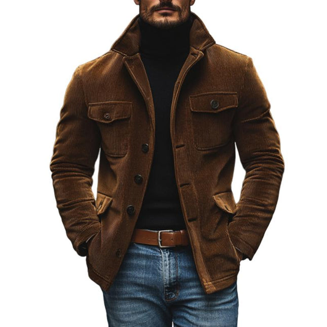 Men's Corduroy Jacket | Vintage Lapel Design | Multi-Pocket | Loose Fit | Casual Workwear | Durable Outerwear | Versatile Style | Autumn Winter Layering | Warm Insulated Fabric | Outdoor Adventure Ready