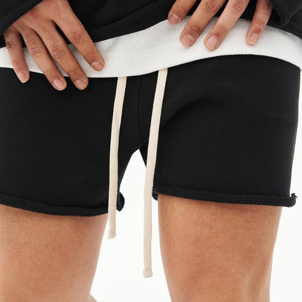 Men's Loose Fit Cotton Shorts | Raw Edge Frayed Hem | Mid Waist Elastic Drawstring | Breathable & Comfortable | Versatile Casual Shorts for All Seasons