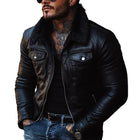 Men's Leather Jacket | Vintage Style | Detachable Fur Collar | Tailored Fit | Premium Leather | Long Sleeves | Multiple Pockets | Zipper Closure | Hip-Length | Solid Color | Casual & Semi-Formal Outerwear