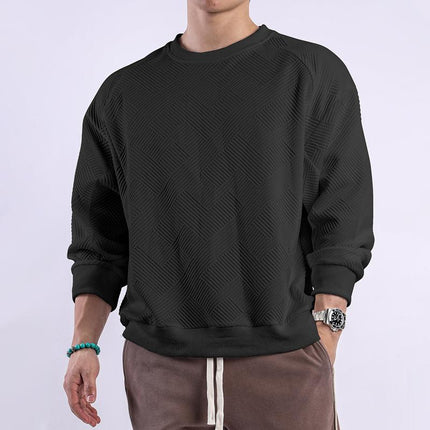 Men's Long Sleeve T-shirt | Solid Color | Textured Cotton Blend | Round Neck | Relaxed Fit | Sizes M to 3XL | Comfortable Everyday Wear | Classic Style | Casual Wardrobe Essential