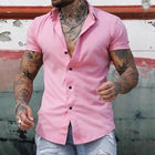 Men's Lapel Collar Short Sleeve Workout Shirt | Solid Color | Moisture-Wicking Activewear | Breathable Performance Fabric | Multiple Sizes Available