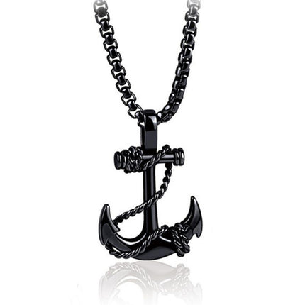 Vintage Anchor Cross Necklace | Casual Nautical Pendant | Unisex Jewelry | Maritime Style Accessory | Fashionable Charm Necklace