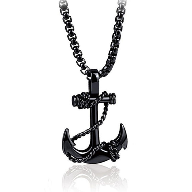 Vintage Anchor Cross Necklace | Casual Nautical Pendant | Unisex Jewelry | Maritime Style Accessory | Fashionable Charm Necklace