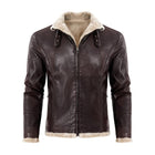 Men's Vintage Leather Jacket | Thick Warm Fur Lapel | Slim Fit | High-Quality Durable Leather | Zipper Closure | Functional Pockets | Versatile Colors | Stylish Design | Perfect for Layering | Winter Fashion