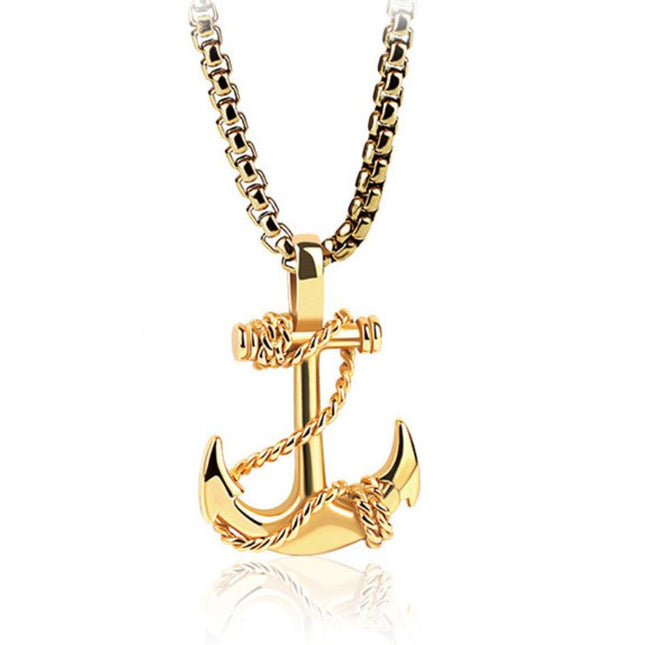 Vintage Anchor Cross Necklace | Casual Nautical Pendant | Unisex Jewelry | Maritime Style Accessory | Fashionable Charm Necklace