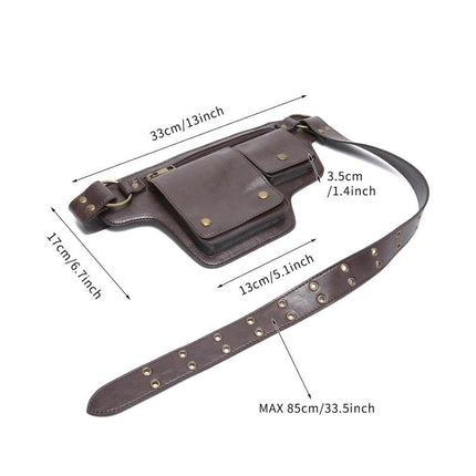 Men's Leather Waist Bag | Outdoor Sports Zipper Adjustable Pack | Durable Multi-Compartment Design | Compact Lightweight Hands-Free Storage | Stylish Travel Accessory