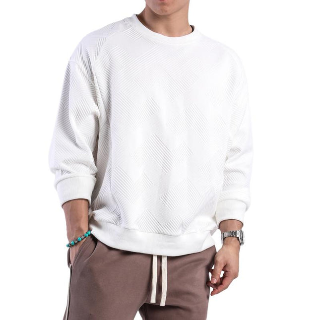 Men's Long Sleeve T-shirt | Solid Color | Textured Cotton Blend | Round Neck | Relaxed Fit | Sizes M to 3XL | Comfortable Everyday Wear | Classic Style | Casual Wardrobe Essential