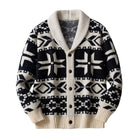 Men's Festive Christmas Jacquard Cardigan | Thick Knit Lapel | Single Breasted | Winter Holiday Sweater | Cozy Warm Outerwear | Vintage-Inspired Christmas Pattern | Ideal for Parties & Gatherings