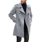 Men's Double Breasted Mid-length Coat | High-quality Fabric | Classic Notched Lapel Design | Warmth & Style | Multiple Pockets | Tailored Fit | Formal & Casual Occasions | Dry Clean or Machine Wash