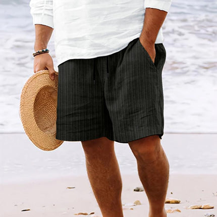 Men's Striped Cotton Blend Beach Shorts | Drawstring Waist | Breathable Fabric | Lightweight Summer Shorts | Casual Outings | Side Pockets | Versatile Easy Care | Timeless Nautical Style