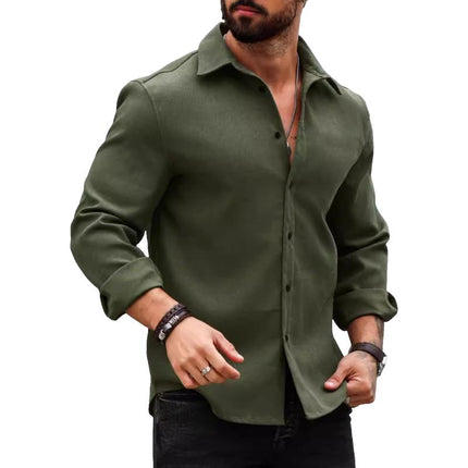 Men's Slim Fit Long Sleeve Shirt | Casual Cotton Blend | Lapel Collar | Versatile Button-Down Closure | Lightweight Breathable Fabric | Stylish Dress for Everyday Wear