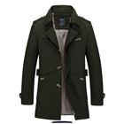 Men's Mid-Length Trench Coat | Classic Lapel Design | Tailored Silhouette | Full-Length Sleeves | Buttoned Cuffs | High-Quality Fabric | Elegant & Versatile | Cozy Insulation | Neutral Colors | Regular Fit