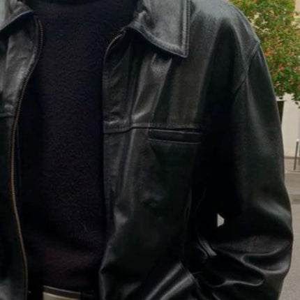 Men's Lapel PU Leather Jacket | Retro Casual Style | Solid Color | Regular Fit | Long Sleeve | Lightweight All Season Outerwear | Pocket Design | Multiple Sizes Available