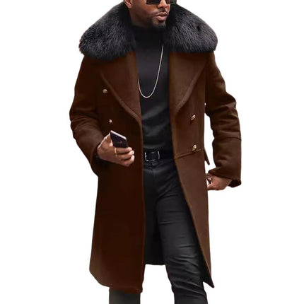 Men's Mid-Length Winter Coat | Fur Collar | Luxury Wool-Blend Fabric | Warm & Stylish | Sizes M-5XL | Elegant Formal & Semi-Formal Outerwear | Tailored Fit | Long Sleeves | Insulating Plush Lining
