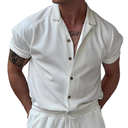 Men's Premium Cotton Blend Shirt | Striped Lapel Design | Versatile Formal & Casual Wear | Comfortable Fit | Durable Fabric | Timeless Style
