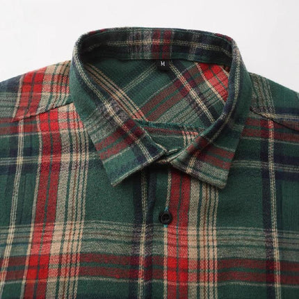 Men's Retro Long Sleeve Shirt | Christmas Plaid Lapel Casual Dress Top | Vintage Style | Comfortable Cotton Blend | Various Sizes | Men's Fashion | Classic Style