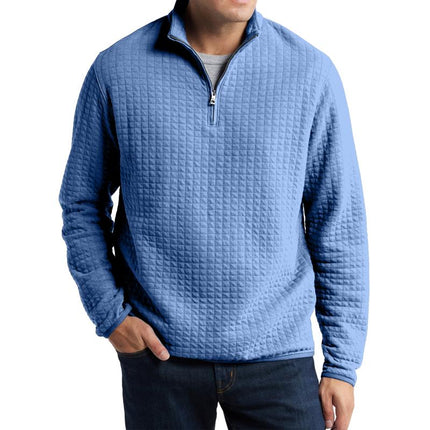 Men's Pullover Sweatshirt | Solid Color Plaid Jacquard | Loose Fit | Soft Fabric | Casual Style | Ribbed Hem & Cuffs | Crew Neck | Versatile Layering | Cozy Comfort | Perfect for Cool Weather | Stylish Texture
