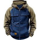 Men's Regular Fit Colorblock Raglan Sleeve Hooded Sweatshirt Jacket | Casual Full Zip Design | Comfortable Cotton Polyester Blend | Warm and Sporty for Fall and Winter | Versatile Layering