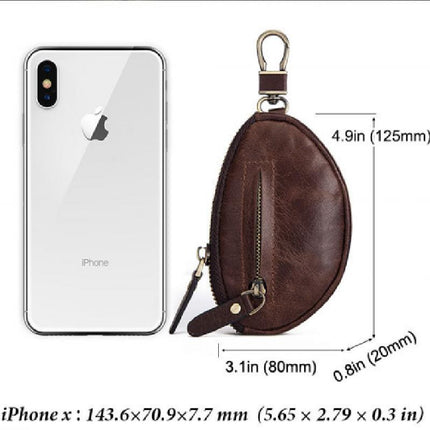 Men's Cowhide Leather Wallet | Zipper Closure | Key Compartment | Compact Design | Premium Quality | Multi-Functional Slots | Soft Lining | Sturdy Key Holder | Durable & Stylish | Perfect Gift