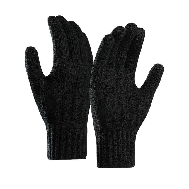Vintage Men's Thick Knitted Gloves | Solid Color Warm Winter Accessories | Cozy Knitted Handwear for Men