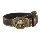 Men's Leather Belt | Vintage Western Cowboy Style | Carved Punk Design | High-Quality Leather | Intricate Patterns | Bold Punk Influence | Adjustable Fit | Classic Western Buckle | Durable Accessories