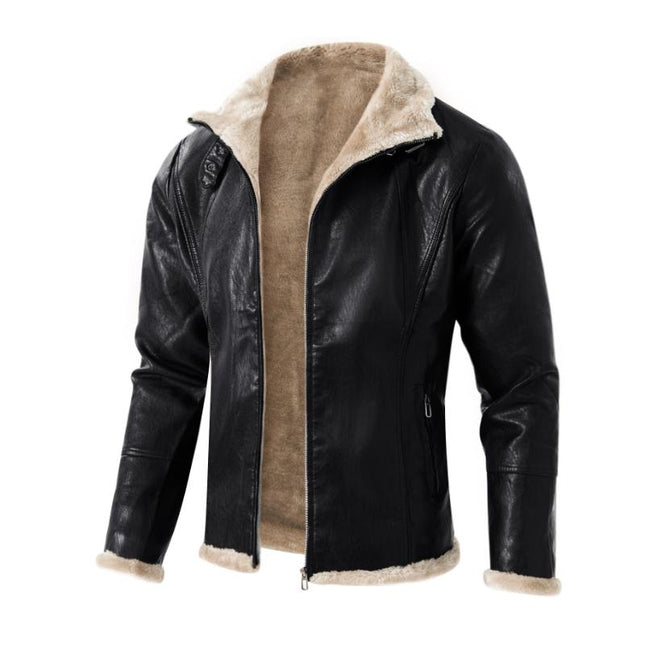 Men's Vintage Leather Jacket | Thick Warm Fur Lapel | Slim Fit | High-Quality Durable Leather | Zipper Closure | Functional Pockets | Versatile Colors | Stylish Design | Perfect for Layering | Winter Fashion