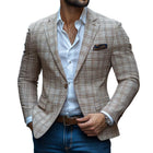 Men's Retro Checked Blazer | Notch Lapel | One Button | Casual Outerwear | Stylish Checked Pattern | Long Sleeve | Premium Fabric | Sophisticated Semi-Formal Style | Regular Fit | Versatile Men's Fashion