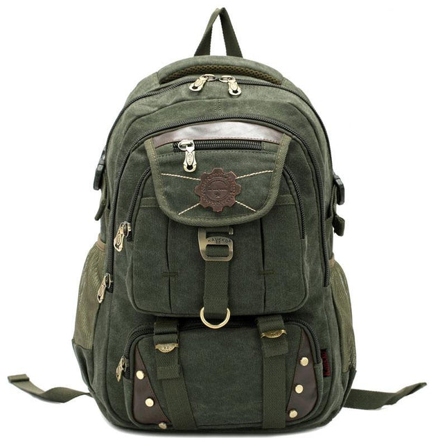 Men's Wear-Resistant Canvas Backpack | Square Vertical Design | Plain Pattern | Lightweight | Durable