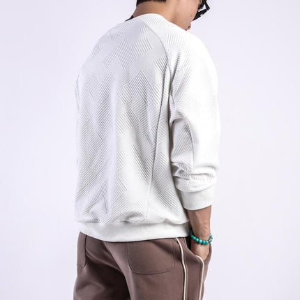 Men's Long Sleeve T-shirt | Solid Color | Textured Cotton Blend | Round Neck | Relaxed Fit | Sizes M to 3XL | Comfortable Everyday Wear | Classic Style | Casual Wardrobe Essential