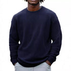 Men's Long Sleeve Waffle Knit Sweatshirt | Solid Color | Round Neck | Casual Layering | Soft Cotton Blend | Versatile Urban Fashion | Sizes S-5XL | Cool Weather Essentials