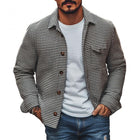 Men's Houndstooth Shirt Jacket | Vintage Lapel Design | Single Breasted Closure | Classic Outerwear | Versatile Layering | Stylish and Practical | Casual & Semi-Formal Wear | Comfortable Fit | Functional Pockets
