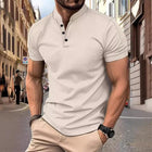 Men's Slim Fit Waffle T-Shirt | Stand Collar | Casual Short Sleeve | Soft Comfortable Fabric | Versatile Colors | Easy Care | Durable Stitching | Lightweight | Perfect for Layering