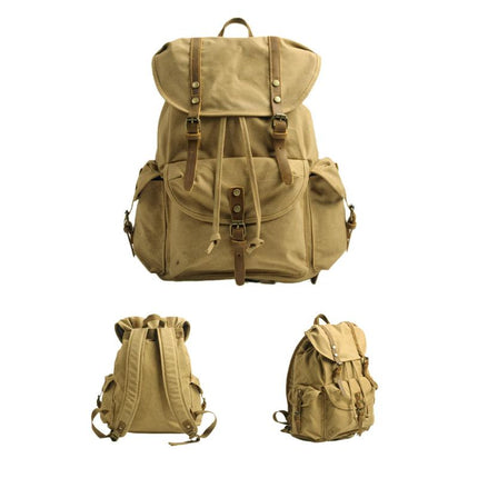 Men's Retro Outdoor Backpack | Large Capacity Canvas Bag | Multi-Pocket Design | Durable Travel Rucksack | Vintage Style Daypack | Adjustable Padded Straps | Rugged Adventure Gear