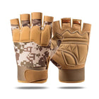 Breathable Half-Finger Tactical Gloves | Nylon Cotton Microfiber | Non-Slip Outdoor Sports | Cycling Hiking Skiing | Sand Army Green Black Camouflage | Knuckle Palm Protection | Hook and Loop Fastener