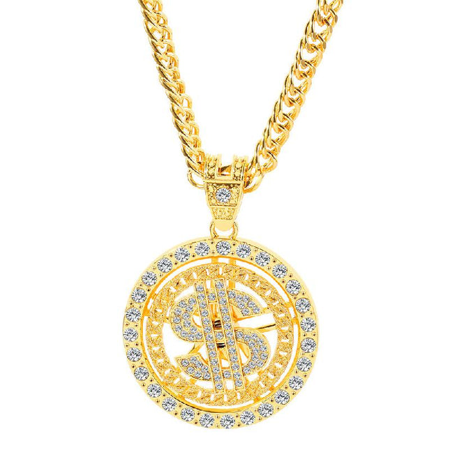 Retro Gold Round Pendant Necklace | Casual Jewelry | Fashionable Necklace | Timeless Design