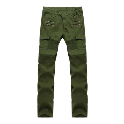 Men's Slim-Fit Jeans | Zipper Decor | Multi-Pocket | Mid-Rise Waist | High-Quality Denim | Casual | Durable & Stretch | Urban Style | Versatile | Streamlined Silhouette | Multiple Sizes Available