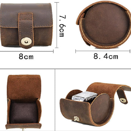 Men's Portable Watch Storage Bag | Classic Vintage Cowhide Leather | Secure Watch Compartments | Travel-Friendly Design | Soft Anti-Scratch Interior | Durable Zipper Closure | Perfect for Collectors & Travelers