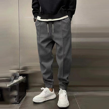 Men's Plush Polyester Casual Sports Pants | Elastic Waist with Drawstring | Loose Fit with Side/Back Pockets | Durable and Comfortable for Sports & Activities | Machine Washable