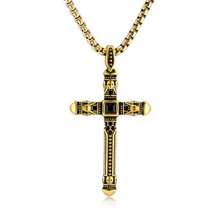 Retro Stylish Cross Necklace | Casual Pendant | Unique Jewelry for Him | Statement Accessory