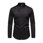 Men's Slim Fit Long Sleeve Shirt | Asymmetric Hem | Slanted Placket | Lapel Collar | Casual & Stylish | Premium Cotton Blend | Adjustable Cuffs | Versatile Dress Shirt for Men