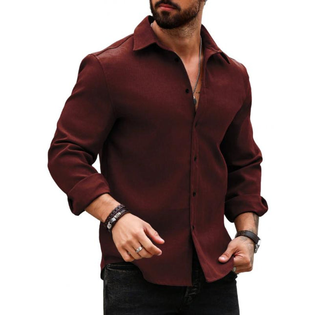 Men's Slim Fit Long Sleeve Shirt | Casual Cotton Blend | Lapel Collar | Versatile Button-Down Closure | Lightweight Breathable Fabric | Stylish Dress for Everyday Wear