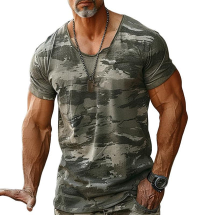 Men's Camouflage Print T-Shirt | Round Neck | Short Sleeve | Casual Style | Cotton Blend Fabric | Trendy Pattern | Various Camouflage Prints | Sizes S-XL | Comfortable Fit